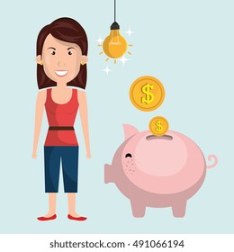 woman piggy coin idea