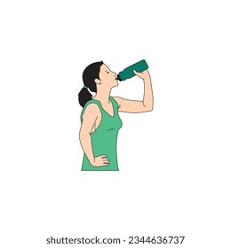 a woman with pigtails is drinking water in a tracksuit