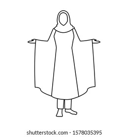 woman pilgrim hajj standing on white background vector illustration design