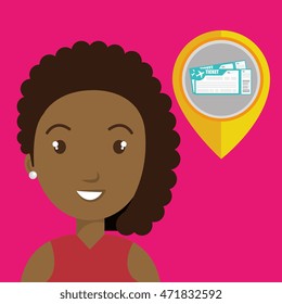 woman pin travel location vector illustration design