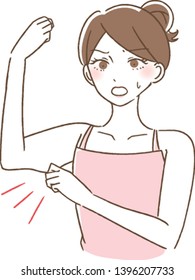 A woman pinching a upper arm