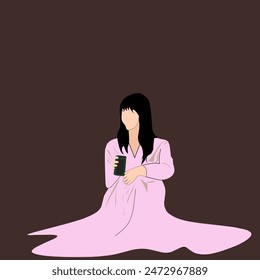 woman in pink clothes sitting while drinking a canned drink