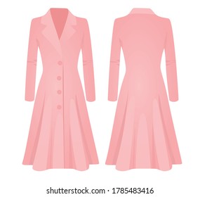 Woman pink coat. vector illustration