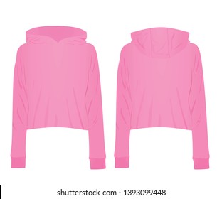 Woman pink crop hoodie. vector illustration