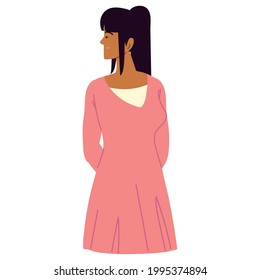 woman in pink dress isolated icon