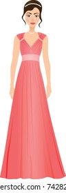 woman in a pink dress, vector