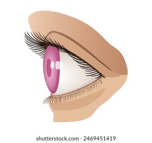 A Woman Pink Eye side view vector Illustration isolated, eps