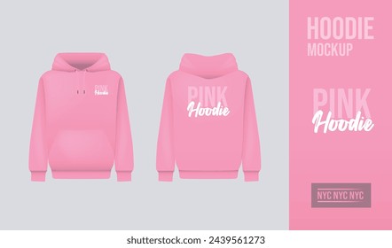 Frau Pink Hoody. Realistische Jumper-Attrappe. Langarm Hoody Schablonenkleidung.