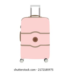 Woman pink laggage for travel