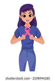 woman with pink ribbon campaign