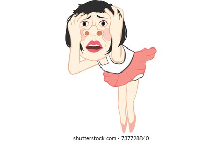woman in pink skirt cartoon