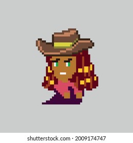 Woman pixel character in art style