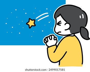A woman in plain clothes makes a wish on a shooting star