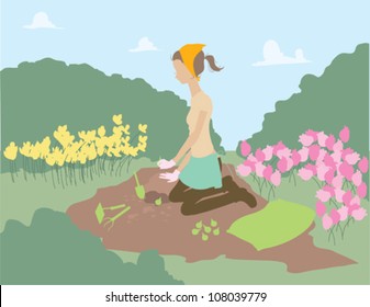 Woman Planting