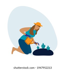 Woman planting garden flowers, gardening hobbies and gardening. Gardener, gardener flowers. 