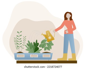 Woman planting gardens flowers, agriculture gardener hobby and garden job. Gardener flowers cutter working. 