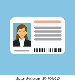 Woman plastic car driver licences with female photo.Vector illustration.