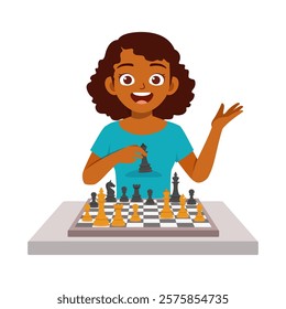 woman play chess and feel happy