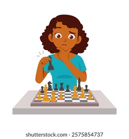 woman play chess and feel happy