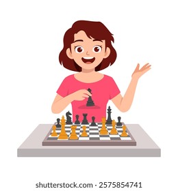 woman play chess and feel happy