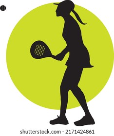 Woman Play Padel. Paddle Tennis Girl, With Sport Clothes, Kilt And Racket,isolated, Blank