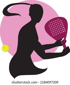 Woman Play Padel. Paddle Tennis Girl, With Sport Clothes, Kilt And Racket,isolated, Blank