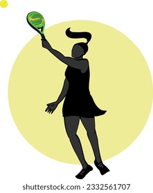 woman play padel. paddle tennis girl, with sport clothes, kilt and racket,isolated, pink