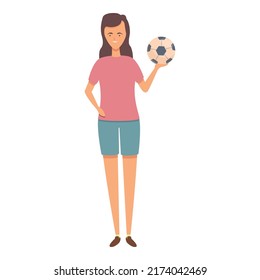 Woman play soccer icon cartoon vector. Sport school. Kid education