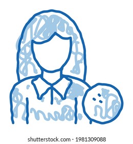 Woman Player sketch icon vector. Hand drawn blue doodle line art Woman Player isometric sign. isolated symbol illustration