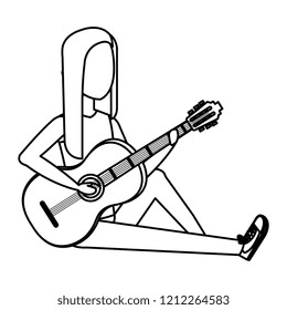 woman playing acoustic guitar