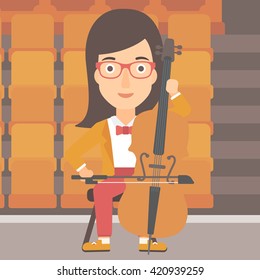 Woman playing cello.