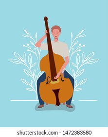 woman playing cello instrument character