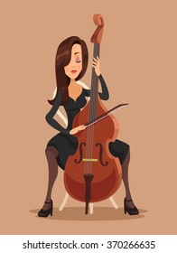 Woman playing the cello. Vector flat illustration