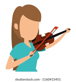 woman playing fiddle character