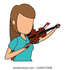 woman playing fiddle character