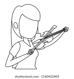 woman playing fiddle character