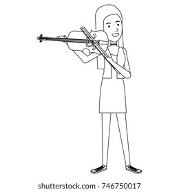 woman playing fiddle character