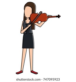 woman playing fiddle character
