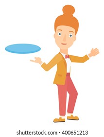 Woman playing frisbee.