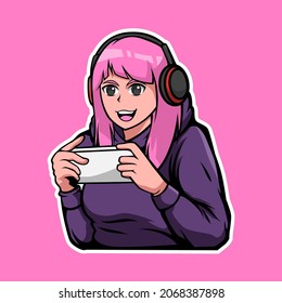 Woman Playing Game from Smart Phone