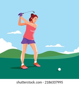 
woman playing golf on the golf course