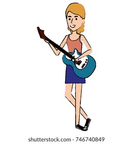 woman playing guitar electric character