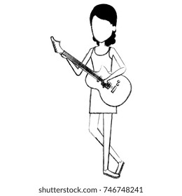 woman playing guitar electric character