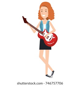 woman playing guitar electric character