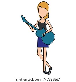 woman playing guitar electric character