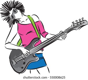 woman playing guitar illustration