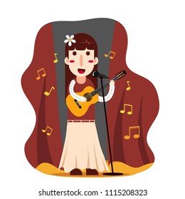 woman playing guitar and sing. eps 10

