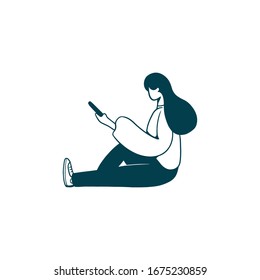 woman playing mobile phone silhouette