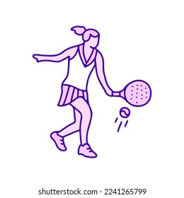 Woman playing padel sport doodle art, illustration for t-shirt, sticker, or apparel merchandise. With modern pop style.