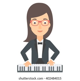 Woman playing piano.